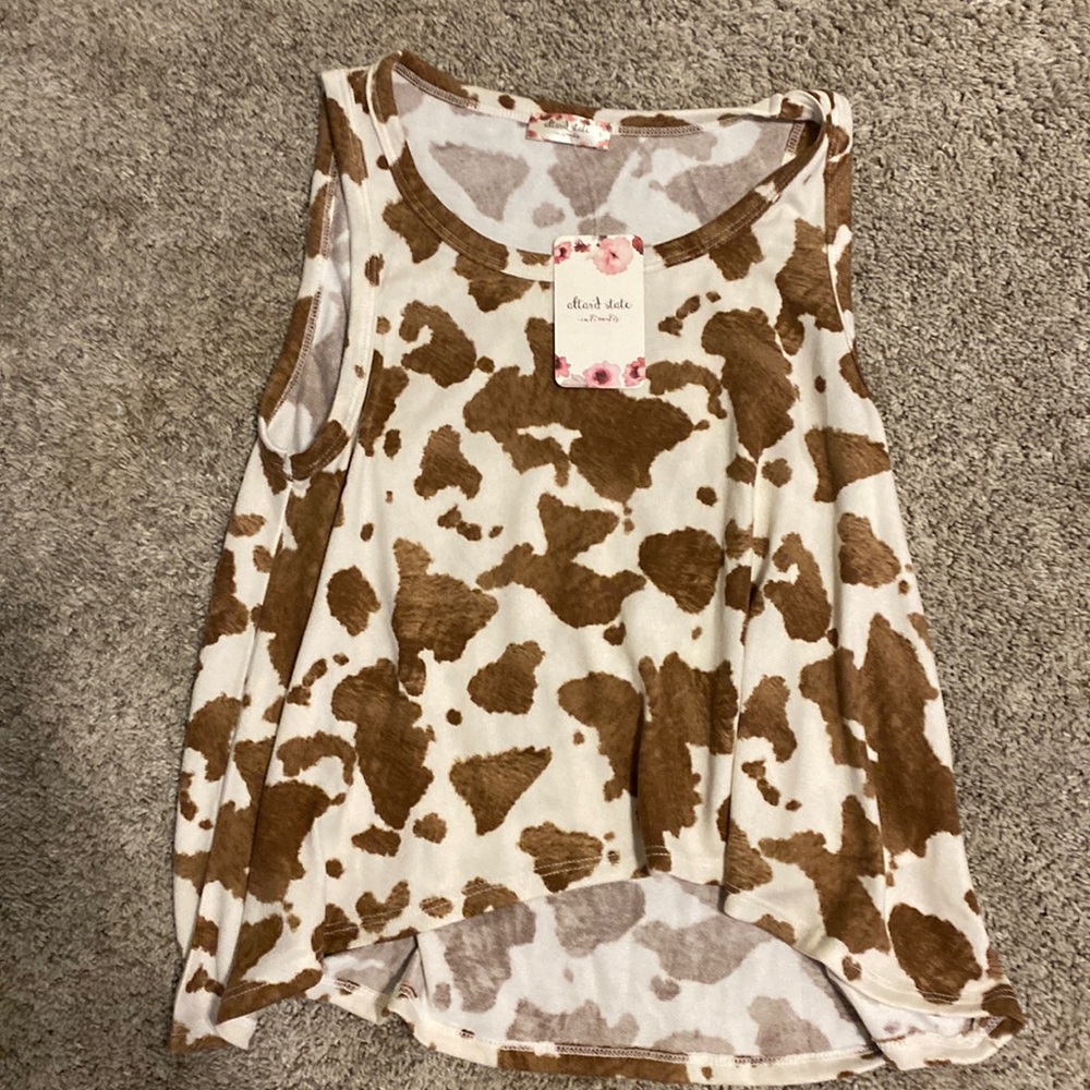 Cow print altard state tank top
